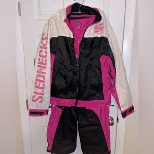 Pink and black unisex Slednecks snowsuit